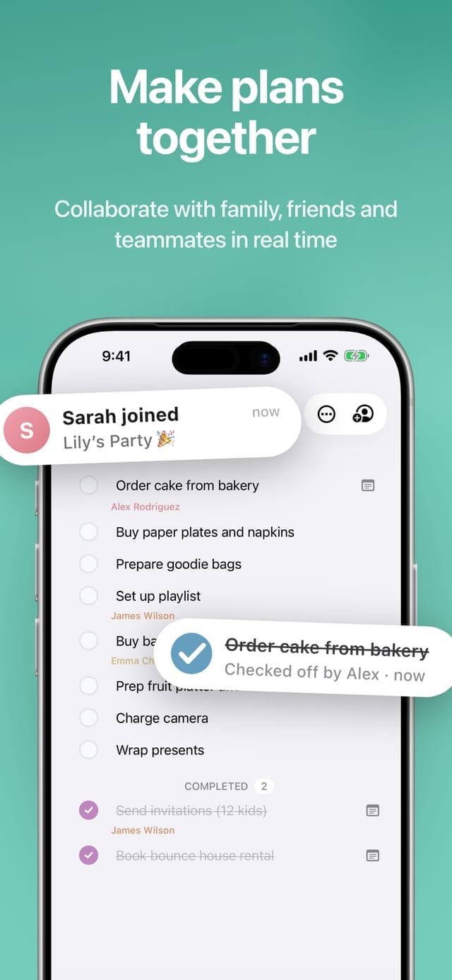 Collaborating on a shared party list in real time in Listr